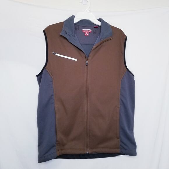 Antigua Performance Men's Golf Vest Brown & Gray Zip Close Sleeveless Size L - Picture 1 of 10